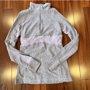 Lululemon Athletica Lilac Half Zip Heather Mock Neck Thumbholes Pullover Size 8